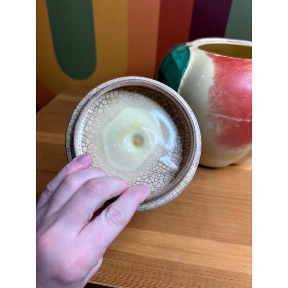 1940s Hull pottery apple cookie jar ceramic fall autumn decor - CRAZING - Picture 7 of 10